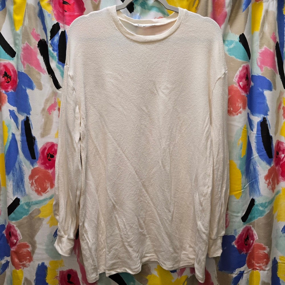 Reformation Cream Knit Long Sleeve Crew Neck Top Women's Medium Made in USA